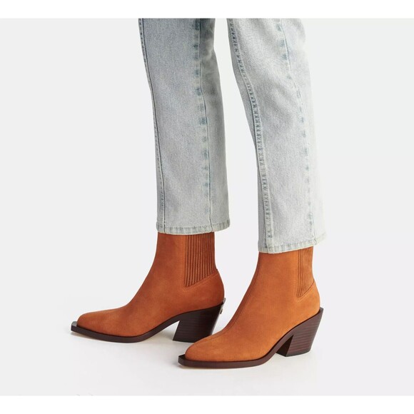 Coach Prestyn CN137 Women's Size 9.5B Bootie Burnished Amber Suede Ankle Boots - Picture 1 of 16